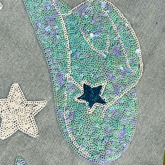 PEACH LOVE CALIFORNIA  America denim halter style sequin front mini dress S M L - Picture 5 of 7